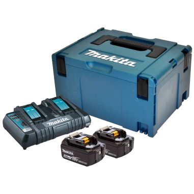 PACK ÉNERGIE LXT 18 V 4 AH LI-ION (2 BATTERIES + 1 CHARGEUR DOUBLE) AVEC COFFRET MAKPAC - MAKITA