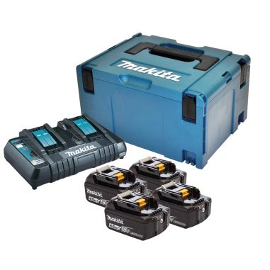 PACK ÉNERGIE LXT 18 V 4 AH LI-ION (4 BATTERIES + 1 CHARGEUR DOUBLE) AVEC COFFRET MAK-PAC -MAKITA